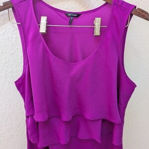 Elegant Casual Layered Ruffle Magenta Colored Daisy Fuentes Tank Top. Size Large